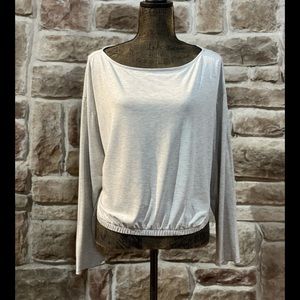Express- Gray Silky Suede Jersey Off the Shoulder Tee, Size XL